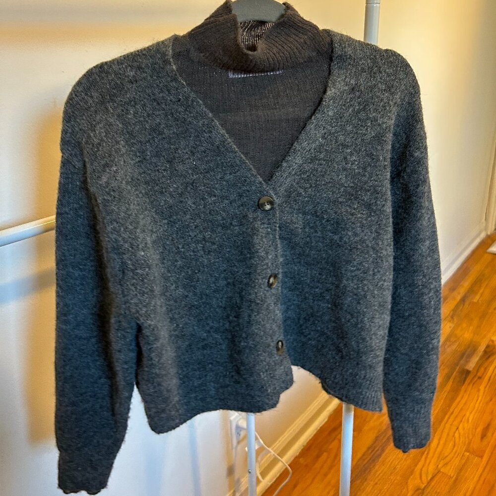 Zara Cozy Grey Knitted Turtleneck Sweater